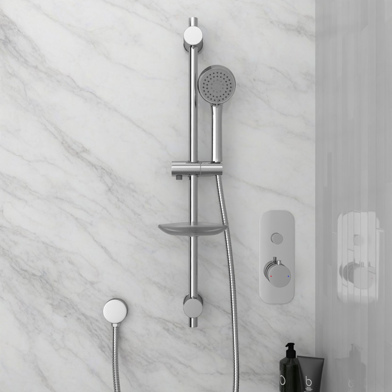 Kington One-Dial One-Way Push Button Thermostatic Mixer Valve. Slider Rail Kit - Image 2