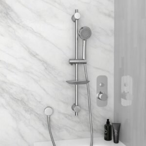 Kington One-Dial One-Way Push Button Thermostatic Mixer Valve. Slider Rail Kit