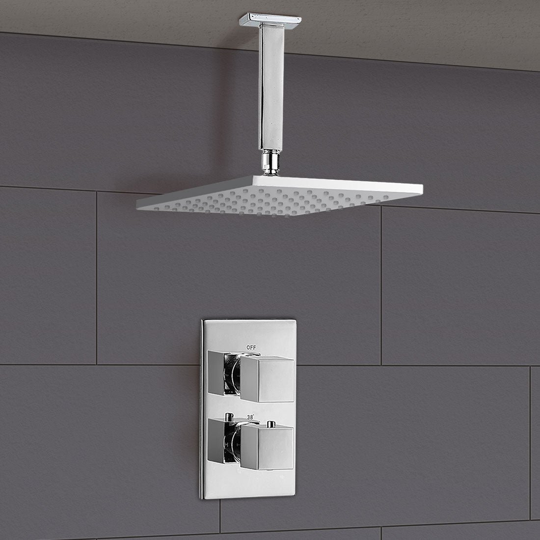Lotus 2 Dial 1 Way Square Set – Ceiling Head