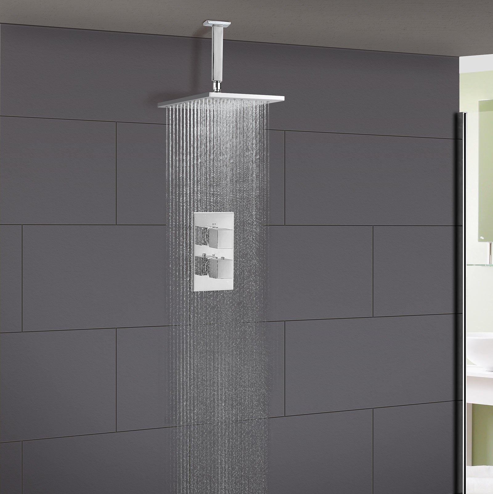 Sienna 2 Dial 1 Way Square Set – Ceiling Head