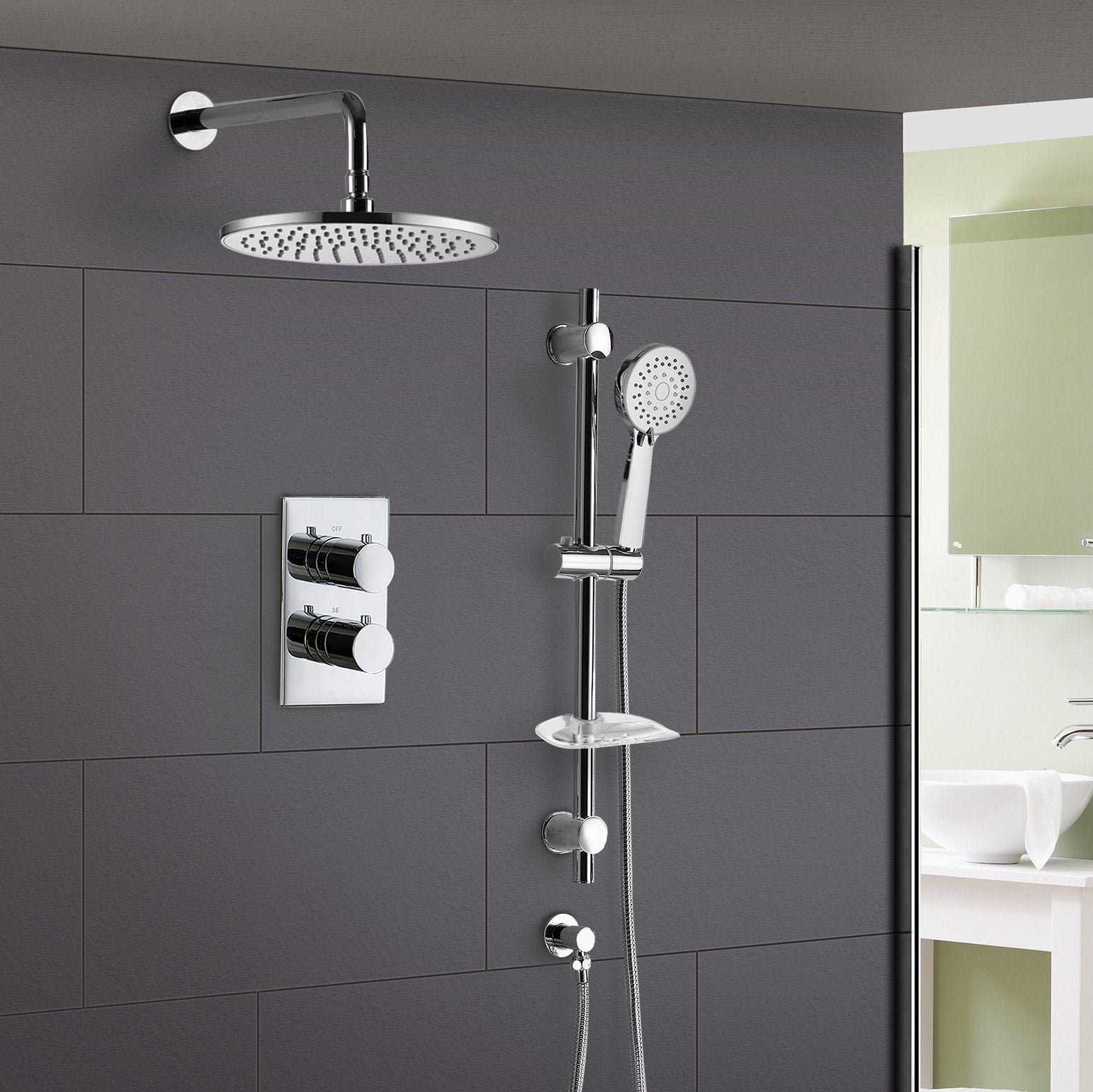 Violet Round Thermostatic Shower Mixer Set – Shower Head & Handset
