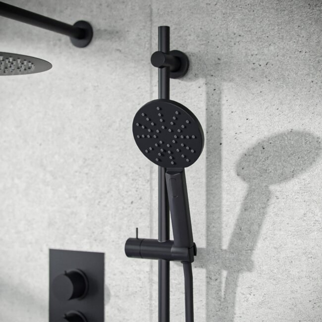 2-Way Matte Black Overhead Rainfall Shower and Handset Complete - Image 3