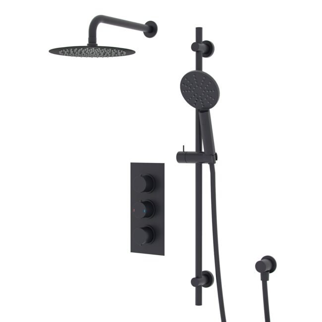 2-Way Matte Black Overhead Rainfall Shower and Handset Complete - Image 12