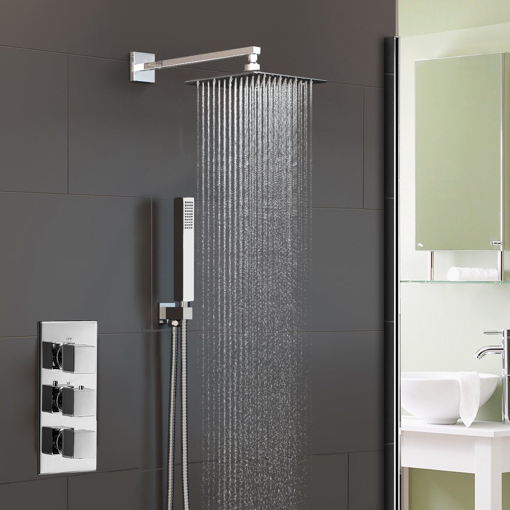 Rose 2 Way Concealed Thermostatic Shower Mixer Valve 200 Slim Overhead – Chrome