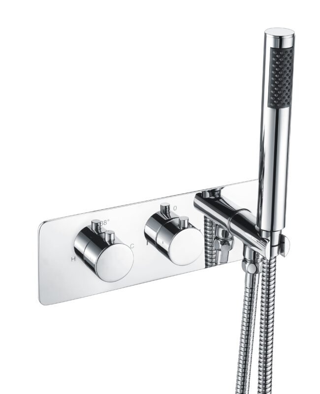 2 Dial 2 Way Round Thermostatic Concealed Valve Diverter & Shower Handset