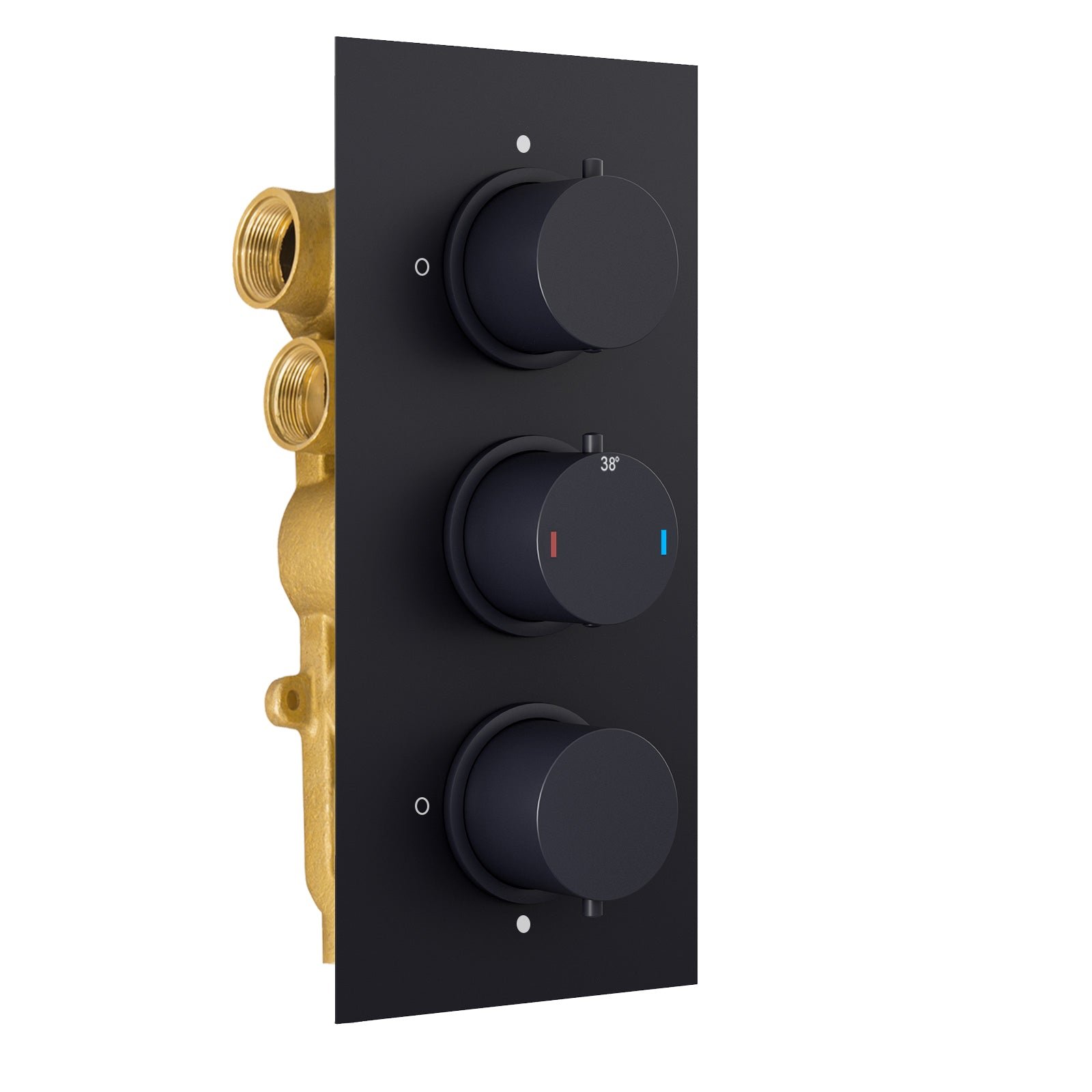3 Dial 3 Way Round Concealed Thermostatic Shower Valve – Matt Black