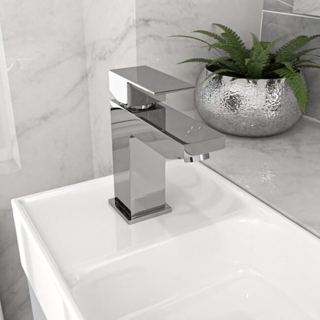 Nanuya Matte Grey 400mm Cloakroom Vanity Basin Unit Basin Mixer Tap & Waste - Image 7