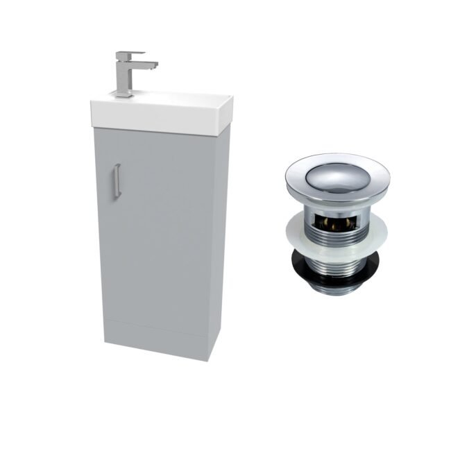 Nanuya Matte Grey 400mm Cloakroom Vanity Basin Unit Basin Mixer Tap & Waste - Image 8