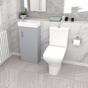Nanuya Matte Grey 400mm Cloakroom Vanity Basin Unit & Close Coupled Toilet