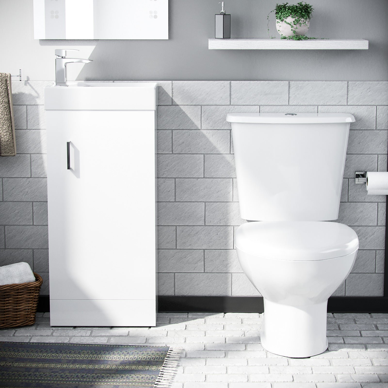 Nanuya Small Storage 400 mm Cloakroom Basin Sink Vanity Unit Bathroom Cabinet - Image 8