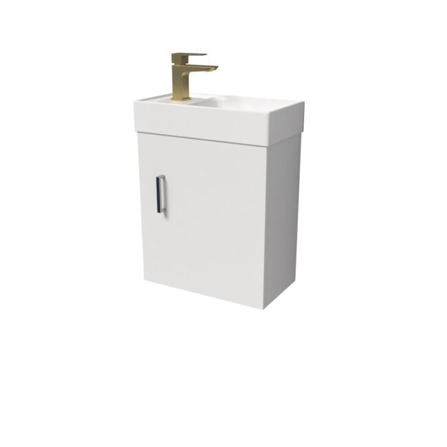Nanuya White Wall Hung 400mm Vanity Unit & Square Basin Mono Mixer Tap - Image 5