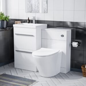 Nanuya 500mm Basin Vanity Cabinet & WC With Elen Rimless Round Toilet