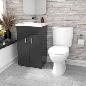 Nanuya Dark Grey 500 mm Flat Pack Basin Vanity Unit & Toilet