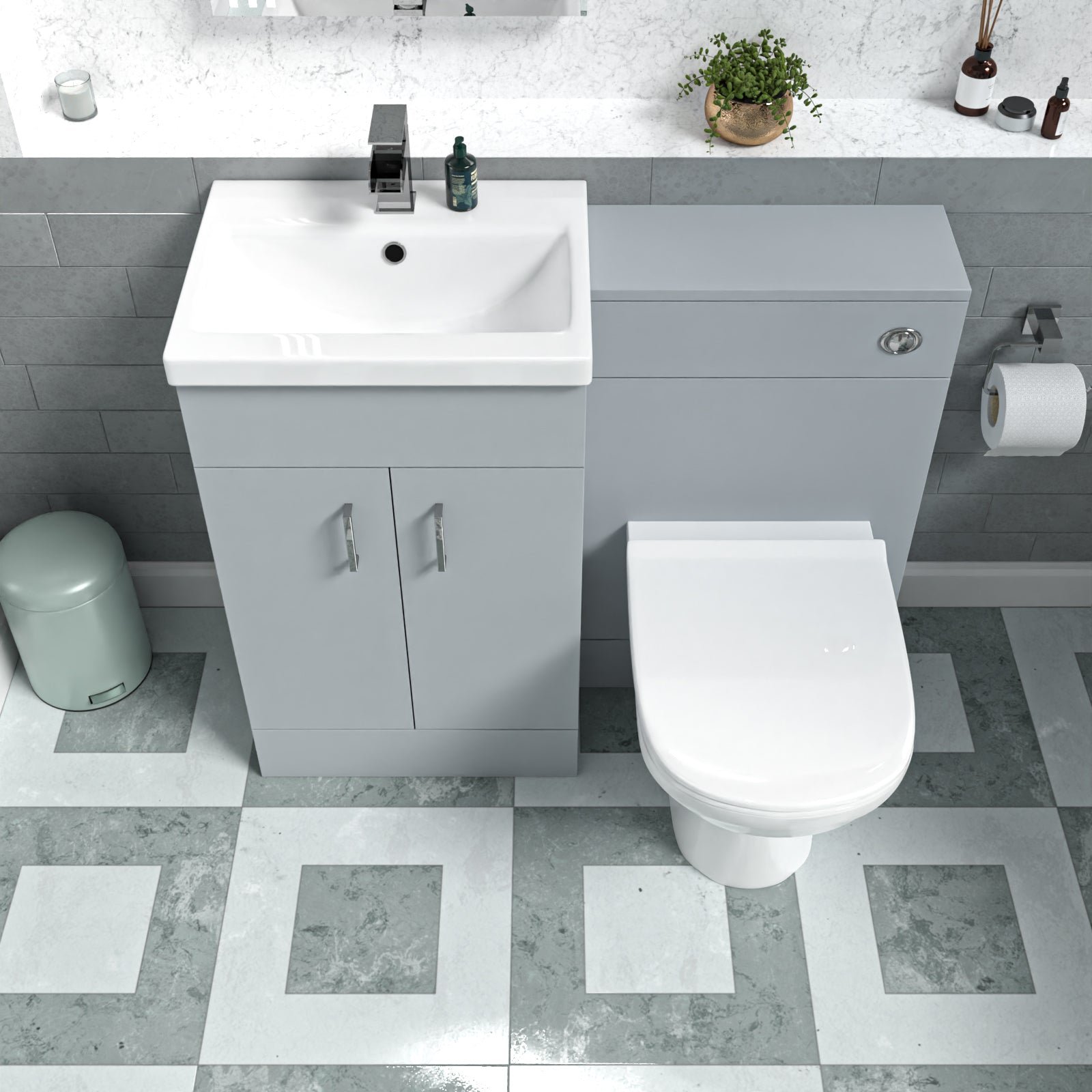 Nanuya Matte Grey 1000mm Basin Vanity & WC Unit & Back to Wall Toilet Flat Pack - Image 3