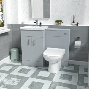 Nanuya Matte Grey 1000mm Basin Vanity & WC Unit & Back to Wall Toilet Flat Pack