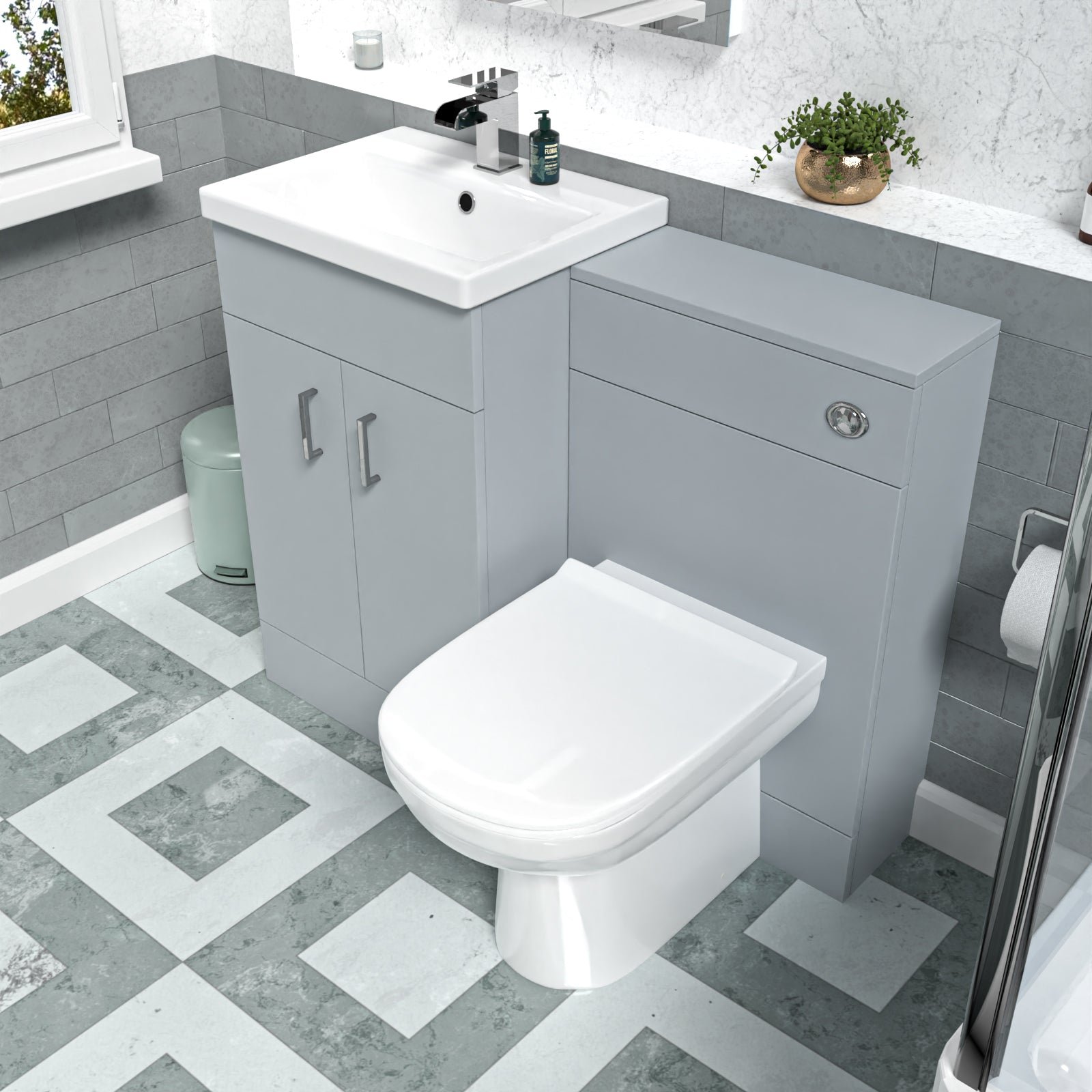 Nanuya Matte Grey 1000mm Basin Vanity & WC Unit & Back to Wall Toilet Flat Pack - Image 4