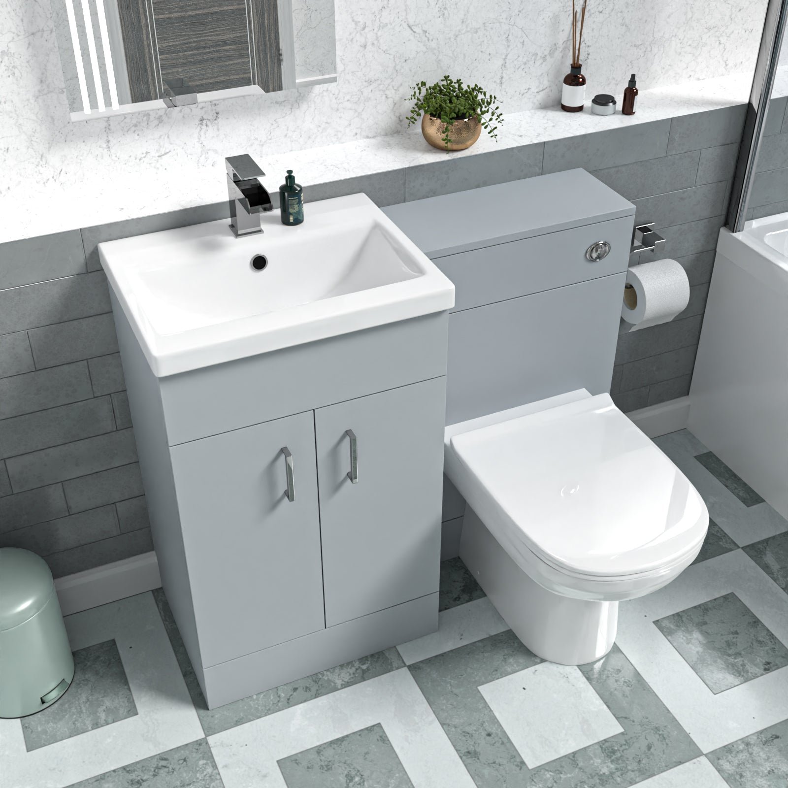 Nanuya Matte Grey 1000mm Basin Vanity & WC Unit & Back to Wall Toilet Flat Pack - Image 5