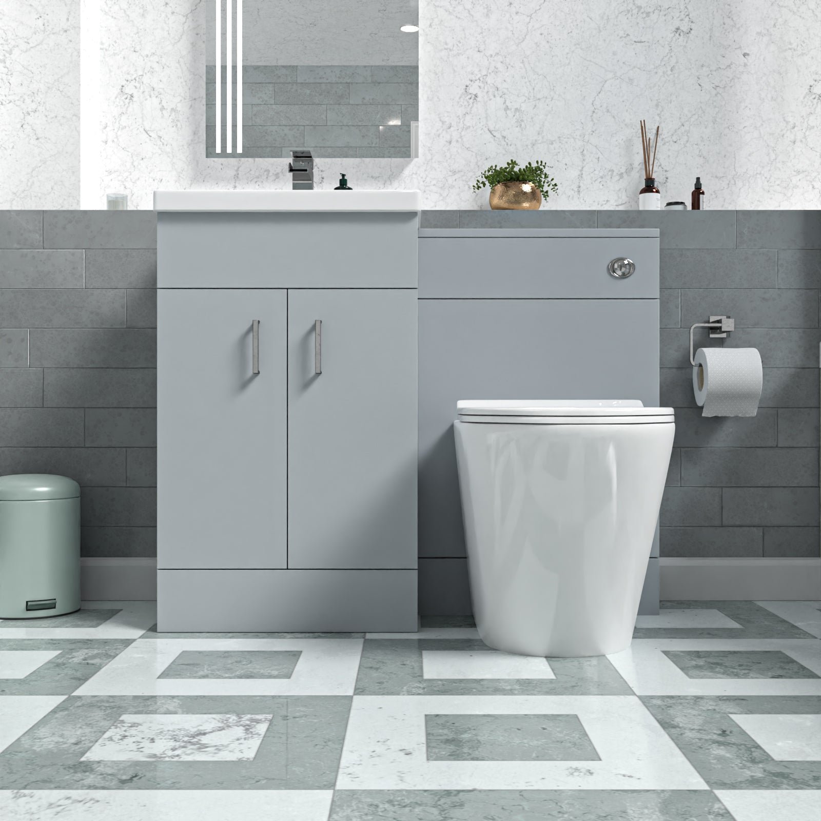Nanuya Matte Grey 1000mm Vanity Basin WC Vanity Unit & BTW Toilet - Image 2