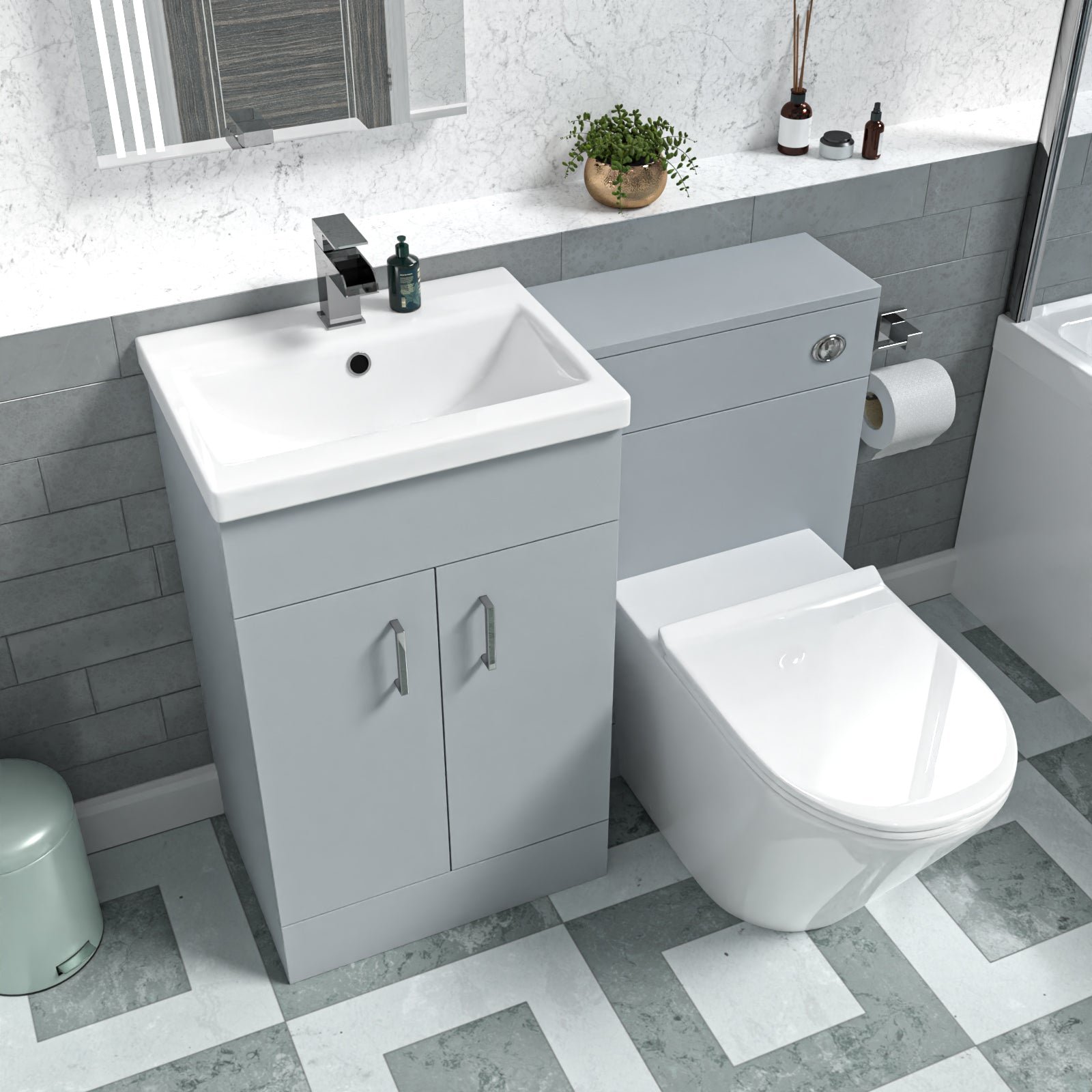 Nanuya Matte Grey 1000mm Vanity Basin WC Vanity Unit & BTW Toilet - Image 5