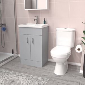 Nanuya Matte Grey 500 mm Flat Pack Basin Vanity Unit & Toilet