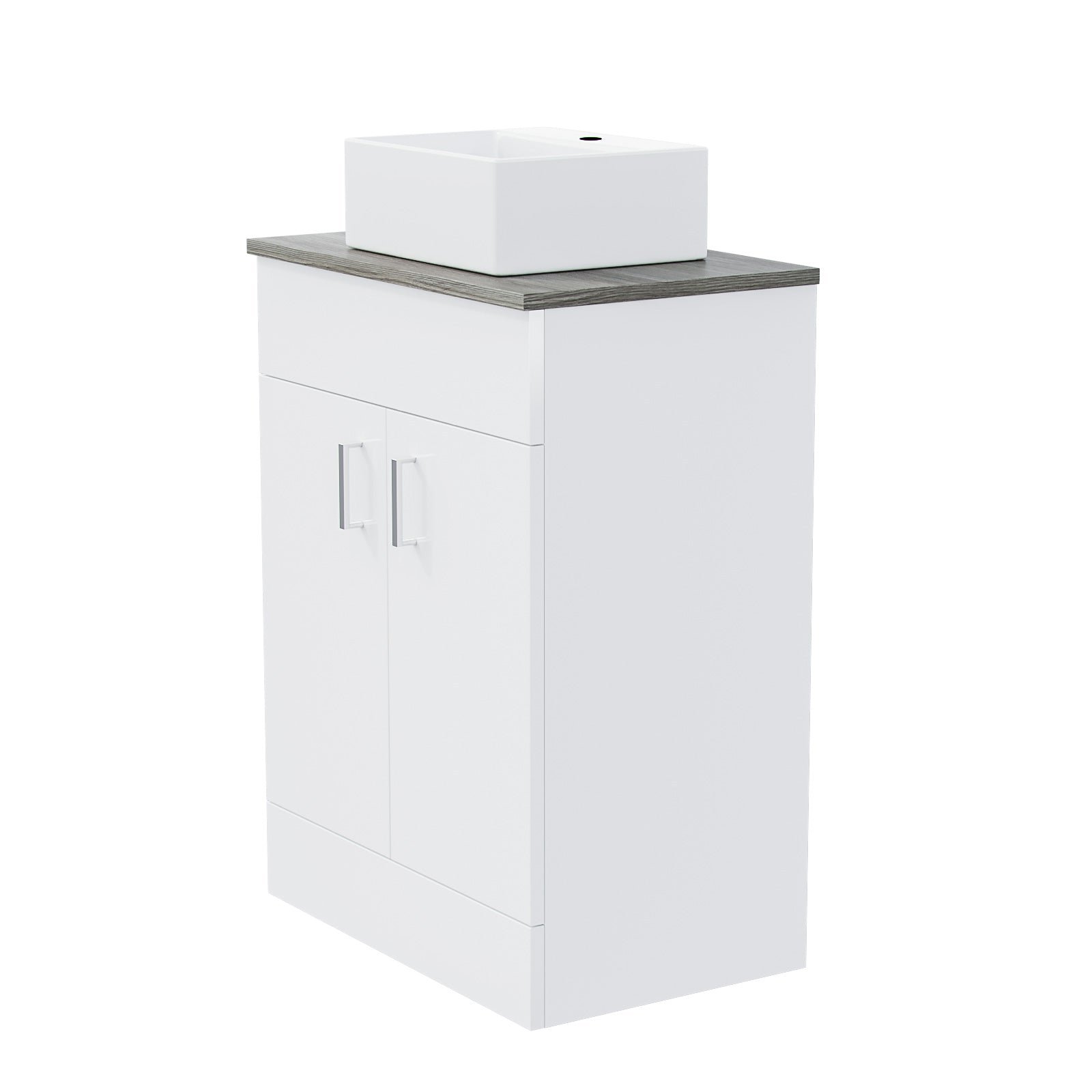Nanuya 600 mm White Vanity Cabinet and Small 420mm Counter Top Basin Sink - Image 7