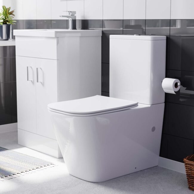 Nanuya 500mm Basin Vanity & Rimless Close Coupled Modern Toilet White - Image 3