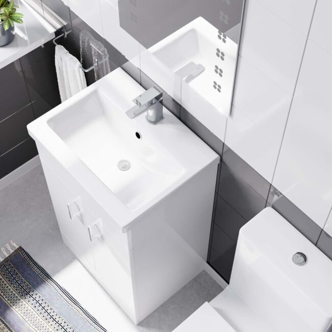 Nanuya 500mm Basin Vanity & Rimless Close Coupled Modern Toilet White - Image 5