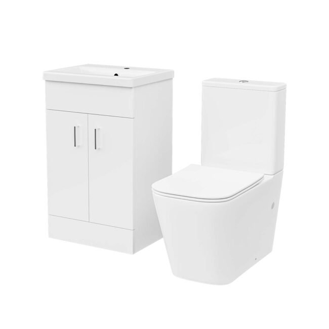 Nanuya 500mm Basin Vanity & Rimless Close Coupled Modern Toilet White - Image 6