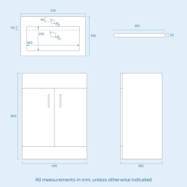 Nanuya 500mm Vanity Basin. WC Unit & Elso Back to Wall White - Image 11