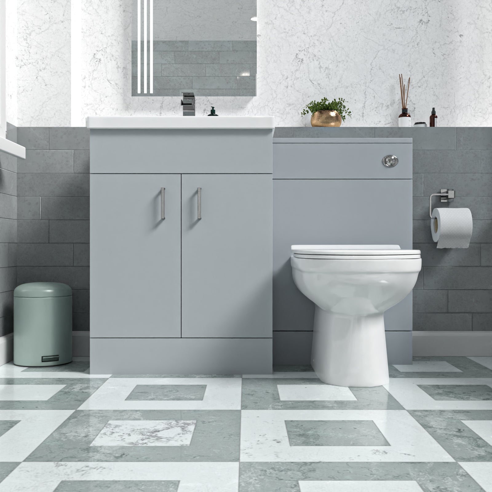 Nayuna Matte Grey 1100mm Vanity Basin Unit & WC Unit & BTW Toilet Pan - Image 2