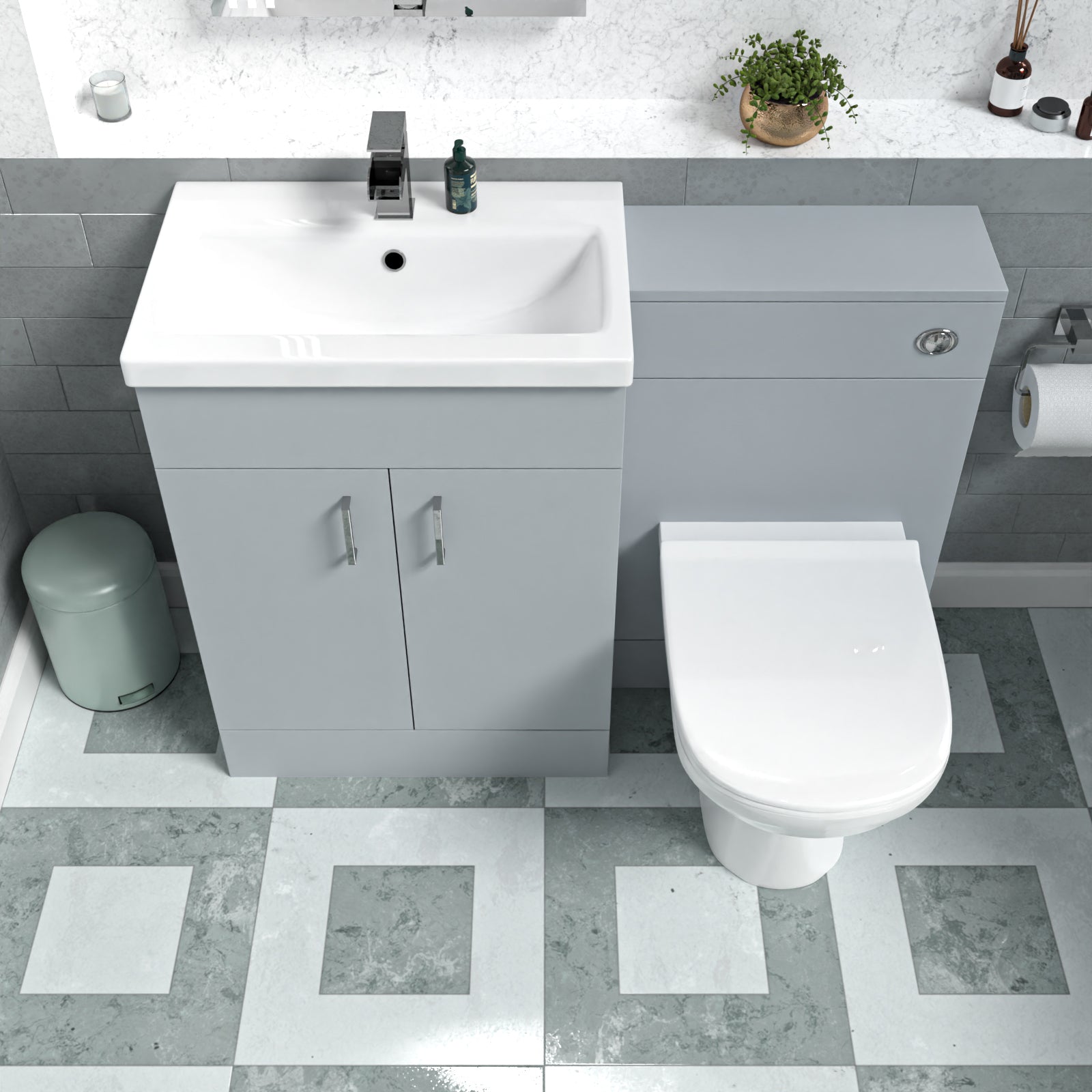Nayuna Matte Grey 1100mm Vanity Basin Unit & WC Unit & BTW Toilet Pan - Image 3