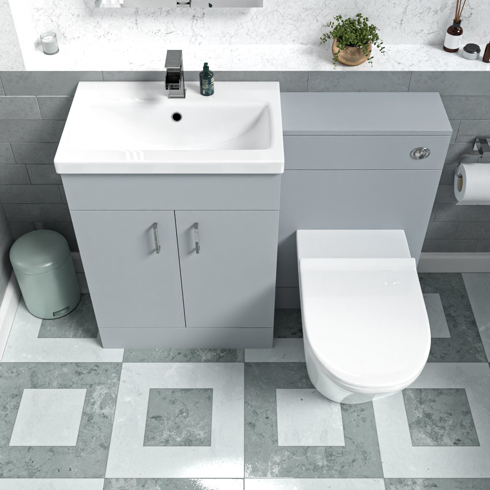 Nanuya Matte Grey 1100mm Vanity Basin WC Vanity Unit & BTW Toilet Flat Pack - Image 3