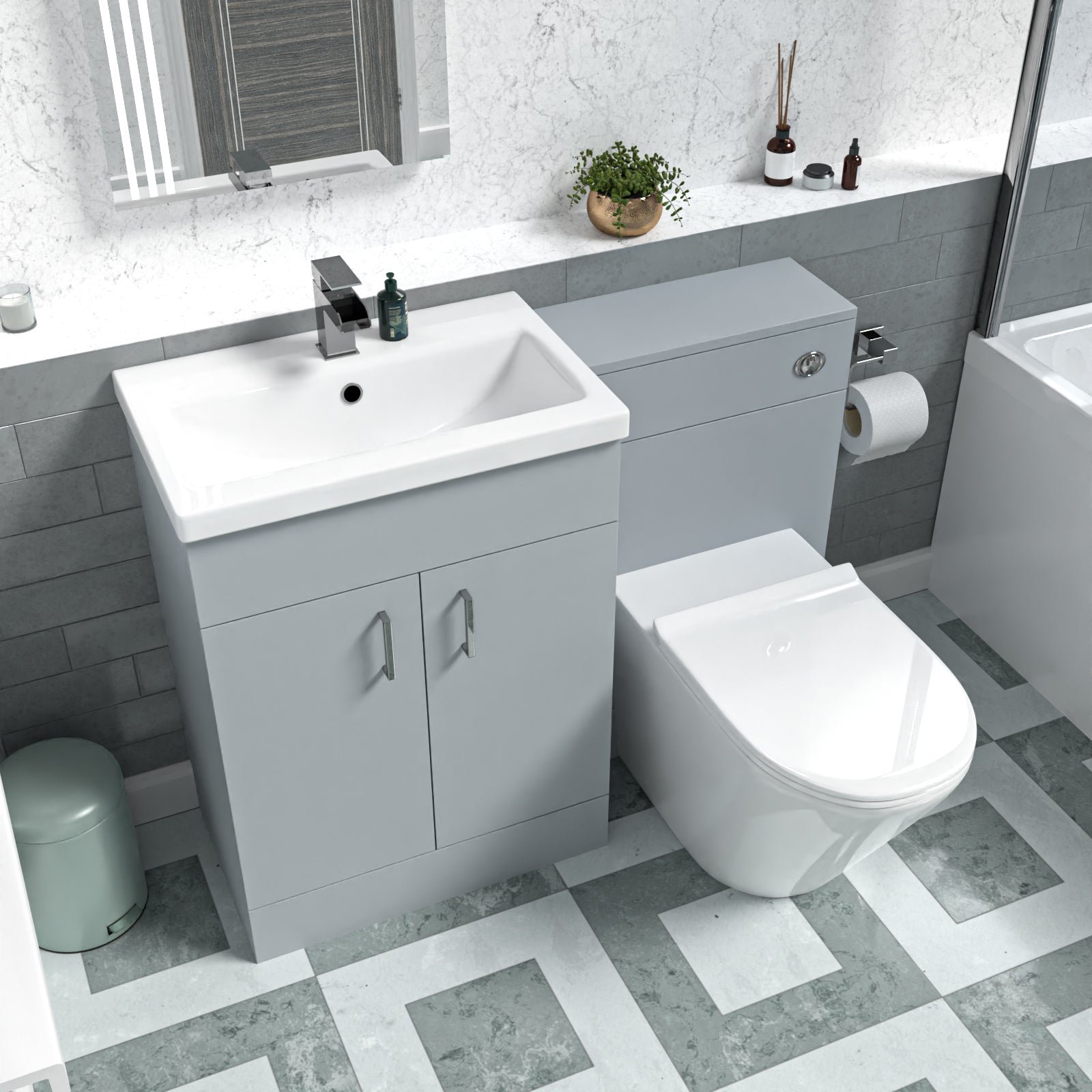 Nanuya Matte Grey 1100mm Vanity Basin WC Vanity Unit & BTW Toilet Flat Pack - Image 5