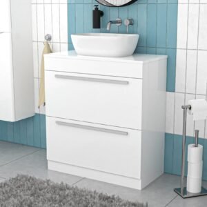 Nanuya 800mm White Basin Vanity And Rounded Rectangle Basin Sink Unit