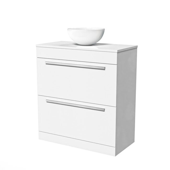 Nanuya White 800mm Vanity Cabinet & Modern Round Counter Top Basin Sink Unit - Image 6