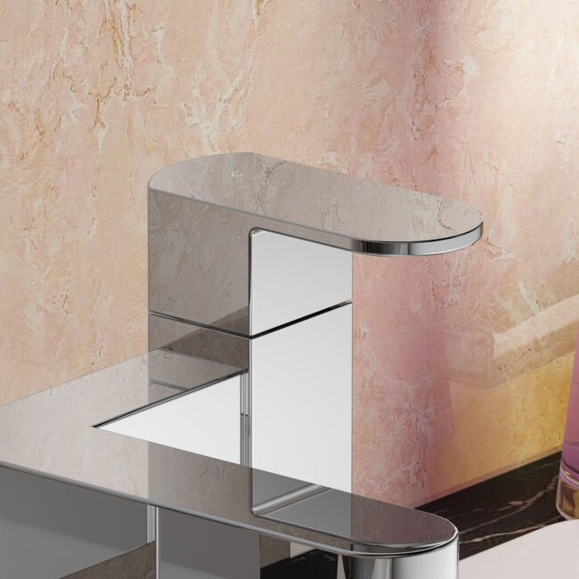 Eclipse Modern Square Bridge Deck Mounted Chrome Bath Filler Mixer Tap - Image 2