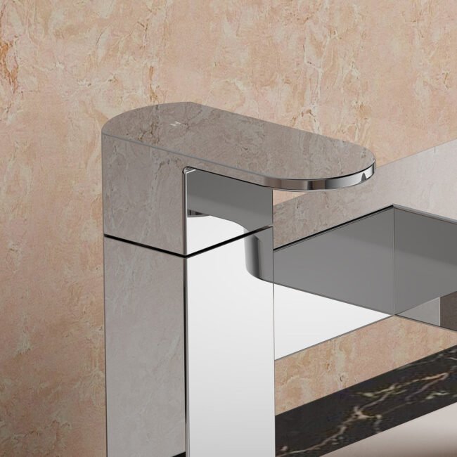 Eclipse Modern Square Bridge Deck Mounted Chrome Bath Filler Mixer Tap - Image 3