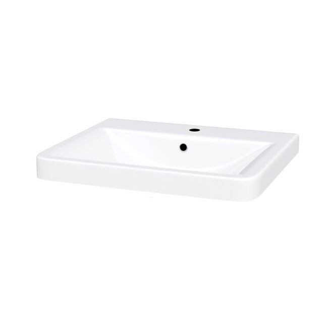 Merton 500mm Cloakroom Countertop Rectangular Basin Sink White with 1 Tap Hole