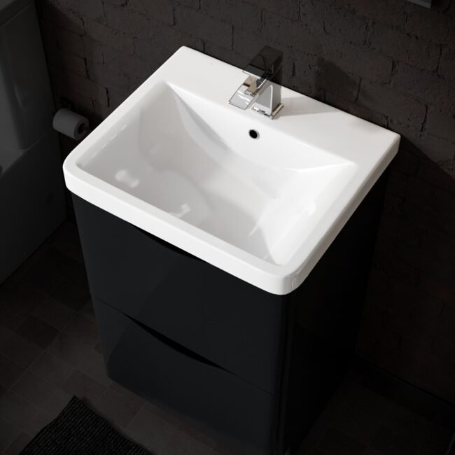 Merton 500mm Cloakroom Countertop Rectangular Basin Sink White with 1 Tap Hole - Image 3