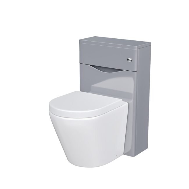 Merton 500mm WC Unit & Rimless Back To Wall Toilet Grey Flat Pack - Image 5