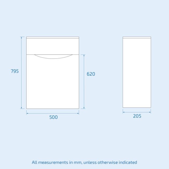Merton 500mm WC Unit & Rimless Back To Wall Toilet Grey Flat Pack - Image 6