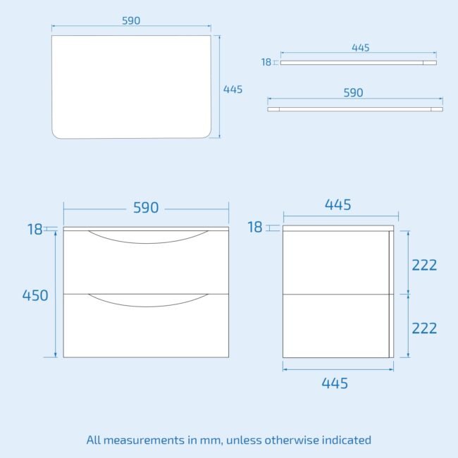 Merton White 600mm Bathroom Wall Hung Vanity With Worktop - Image 6