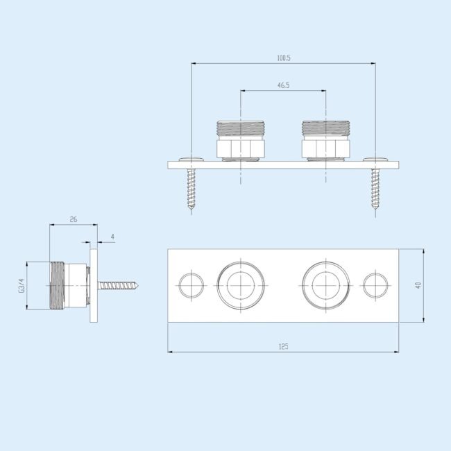 Easy Fit Wall Plate For Fixing Exposed Shower Bar Valves Brushed Brass - Image 4