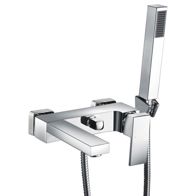 Brayton Modern Wall Mounted Bath Shower Mixer Tap With Handset Kit - Image 4