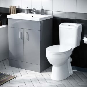 Nanuya Grey 600mm Basin Vanity & WC Toilet Pan