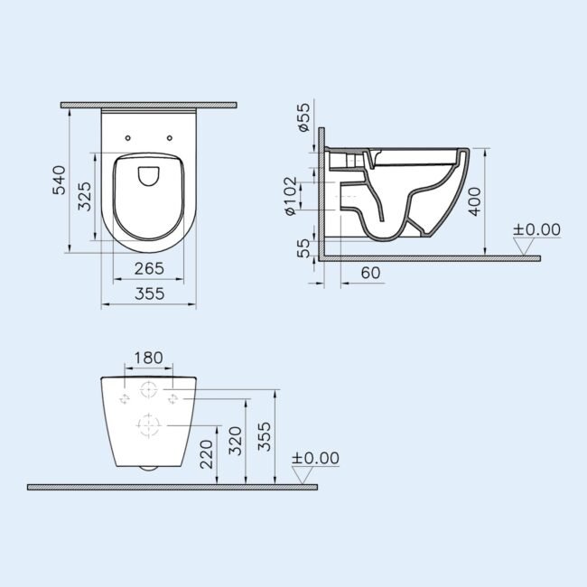 Ellen Rimless Wall Hung Toilet with Seat and Cover - Image 4