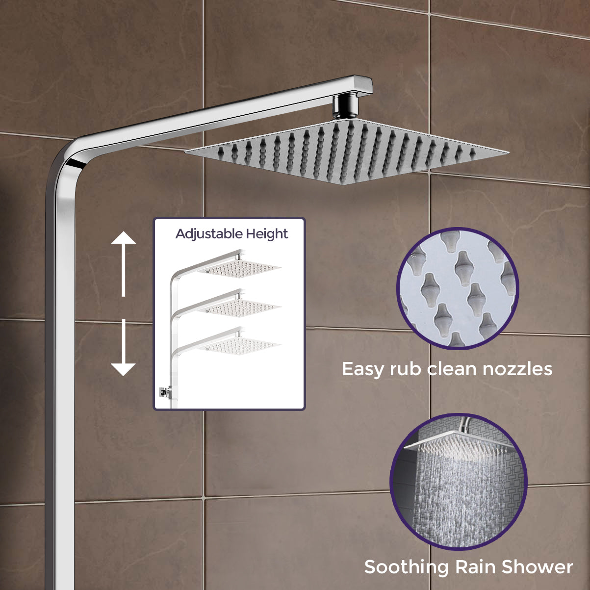 Fawley Square Thermostatic Shower Kit with Bath Filler Chrome - Image 4