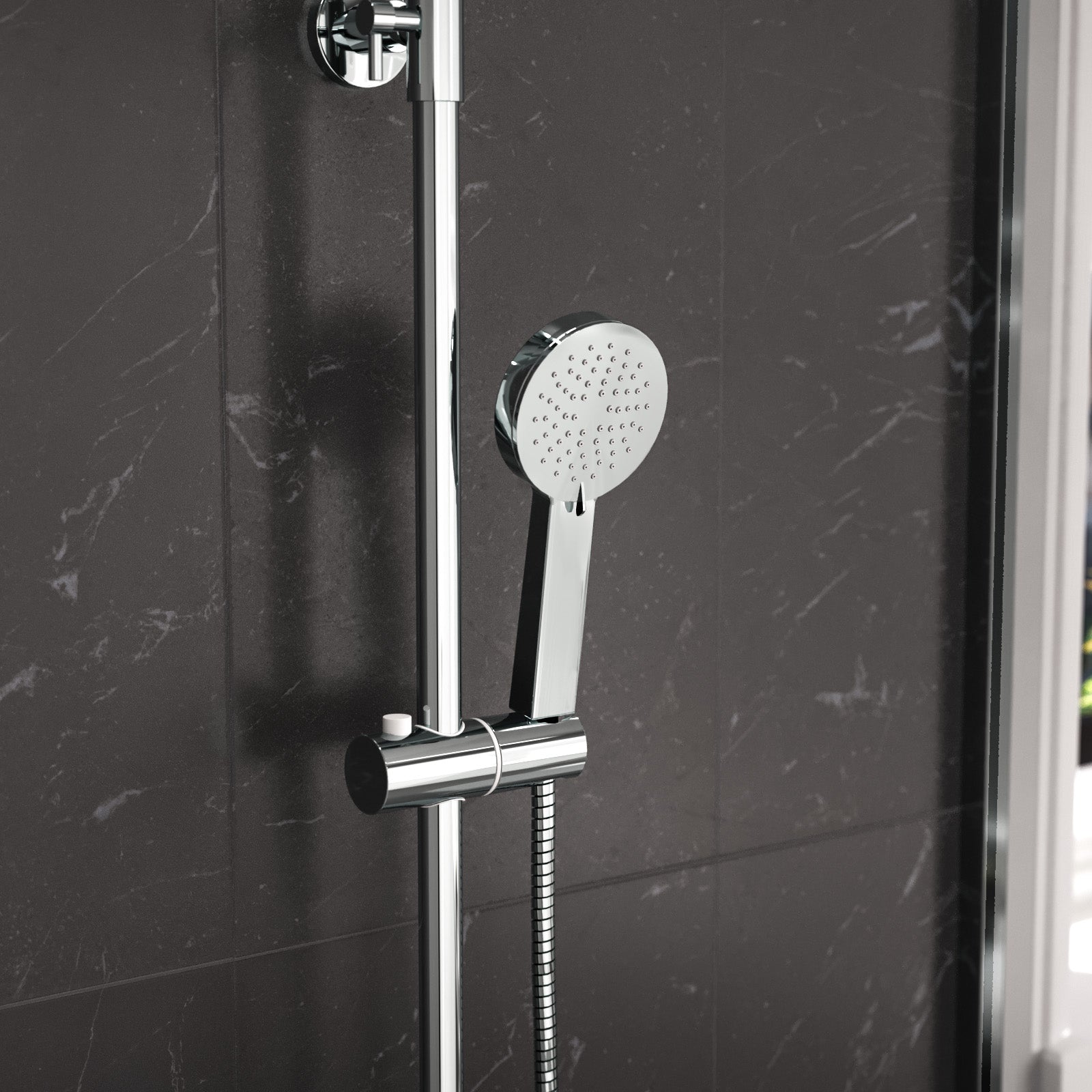 Modern Round Exposed Thermostatic Mixer Shower Set With Shower Head and Handheld - Image 5