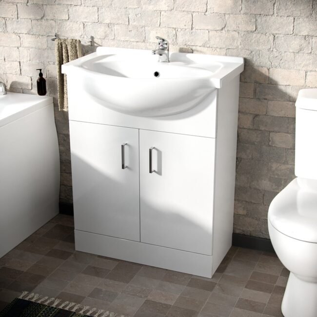 Ellen Bath Suite 1700mm Bathtub. 650mm White Basin Vanity & Close Coupled Toilet - Image 2