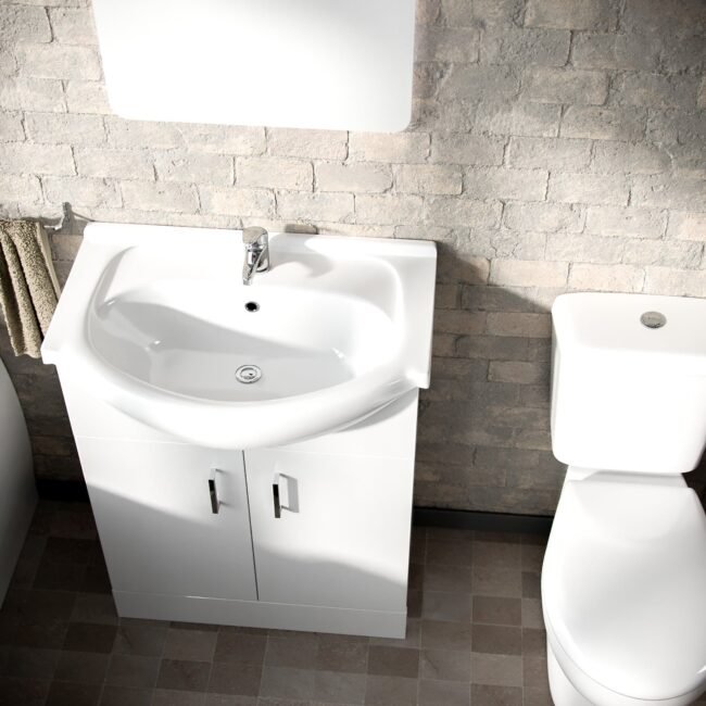 Ellen Bath Suite 1700mm Bathtub. 650mm White Basin Vanity & Close Coupled Toilet - Image 5